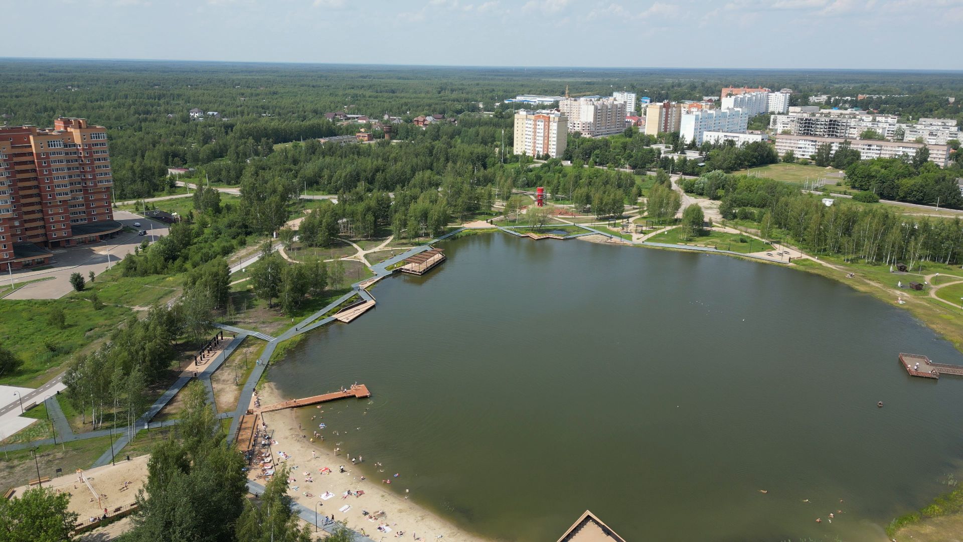 электрогорск, озеро, благоустройство,видео с коптера,