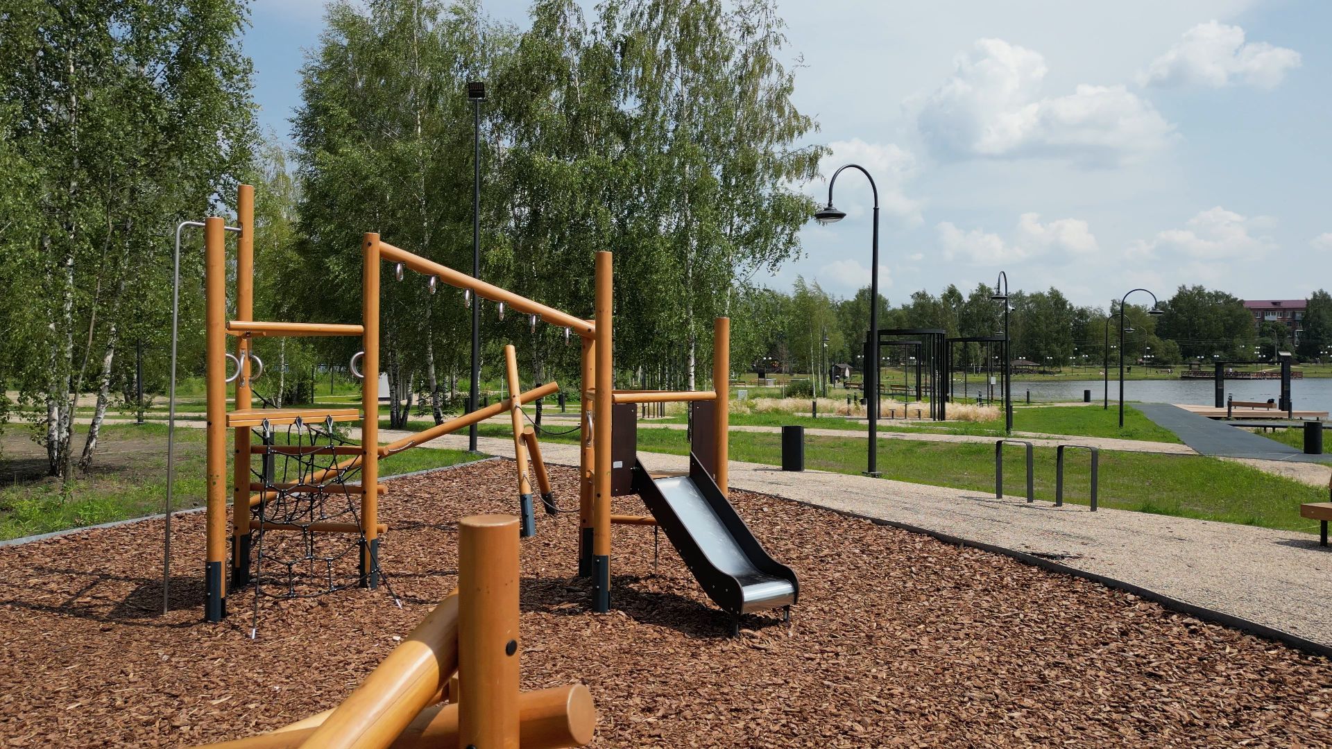 электрогорск, озеро, благоустройство,видео с коптера,