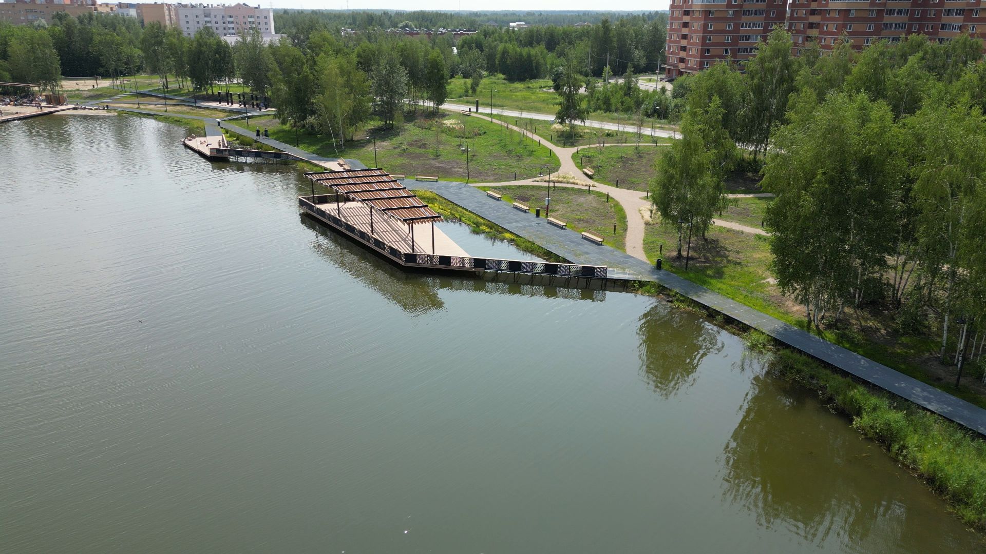 электрогорск, озеро, благоустройство,видео с коптера,