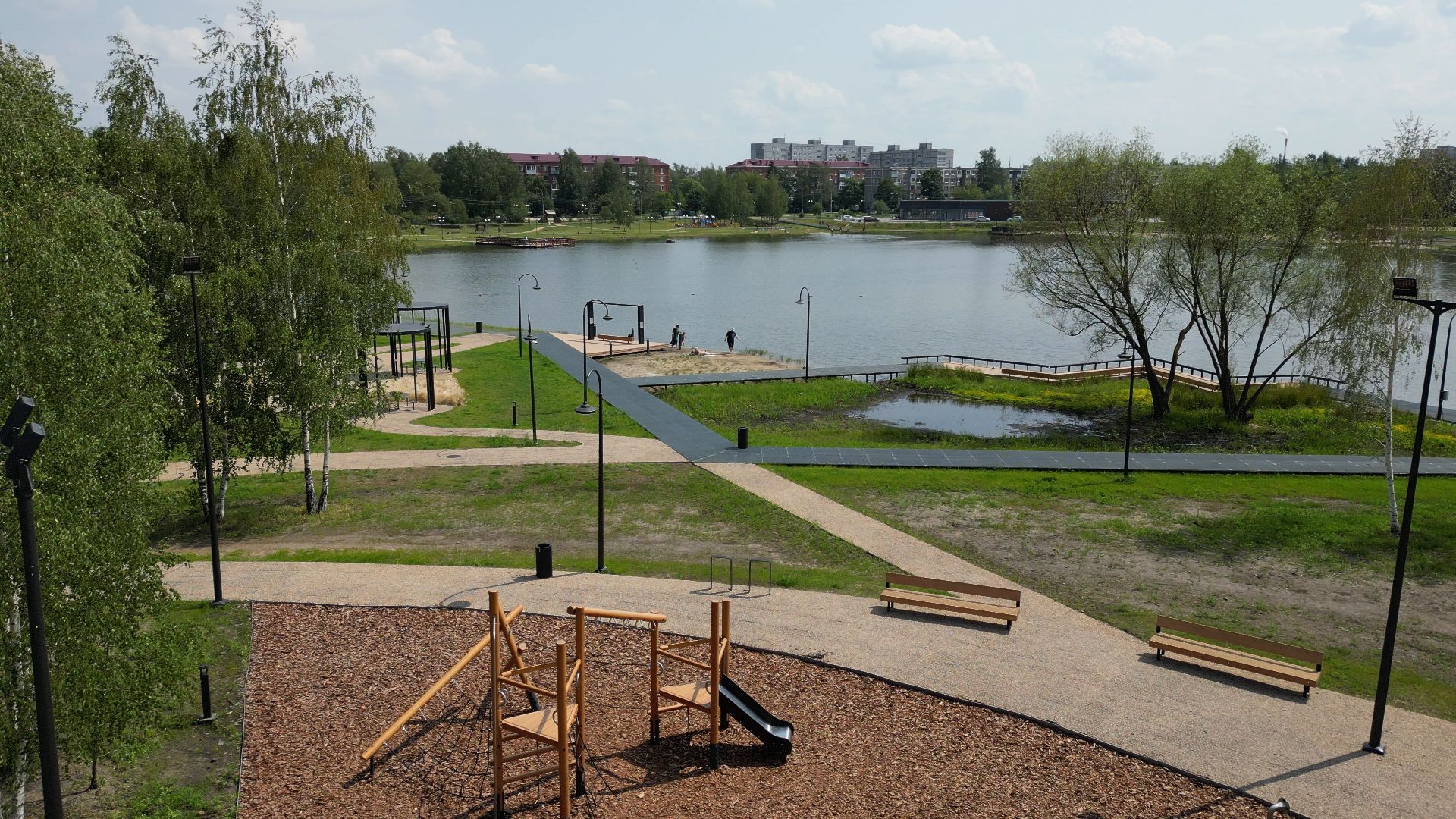 электрогорск, озеро, благоустройство,видео с коптера,