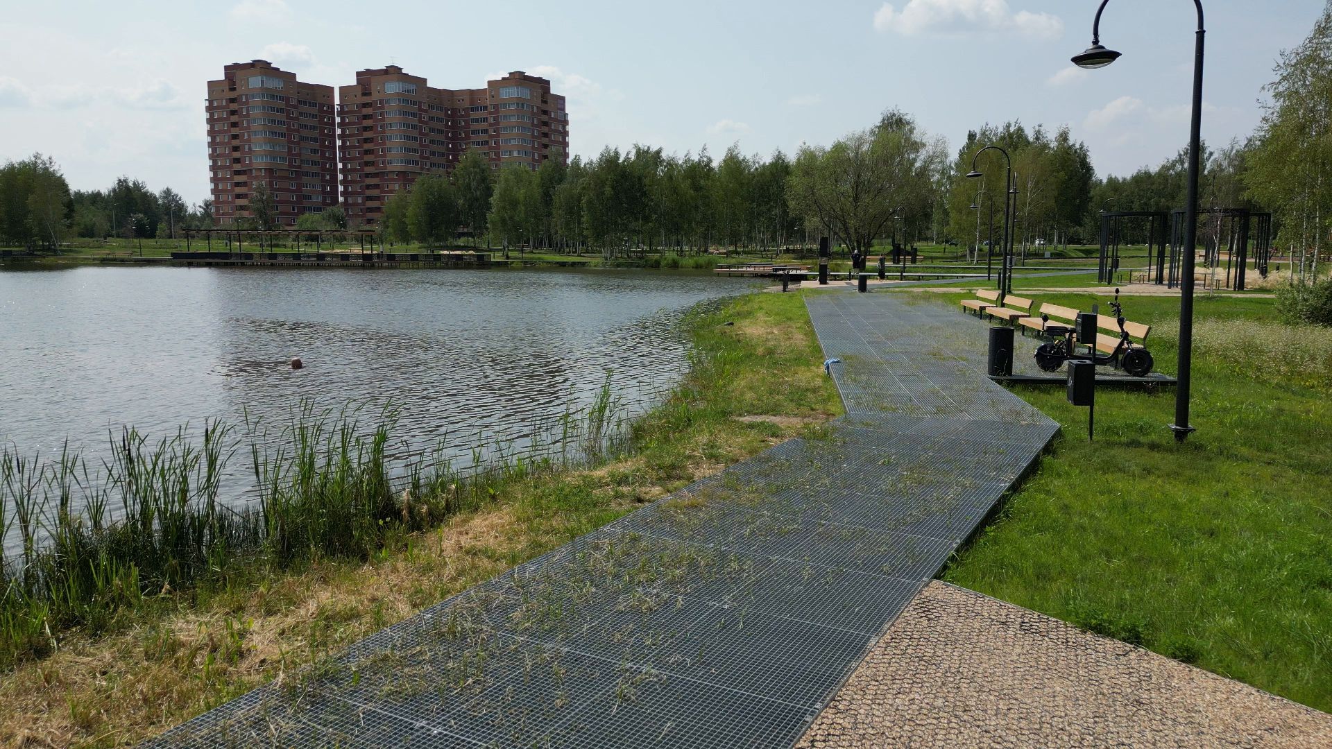 электрогорск, озеро, благоустройство,видео с коптера,