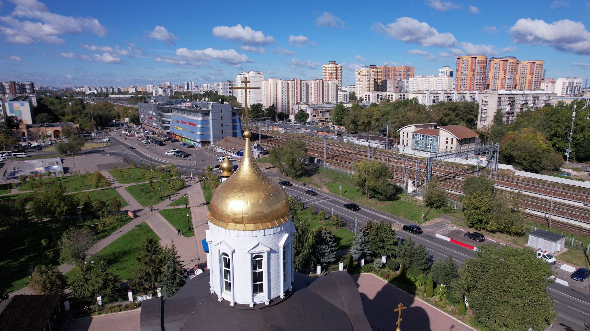 реутов, церковь, благоустройство,видео с коптера,