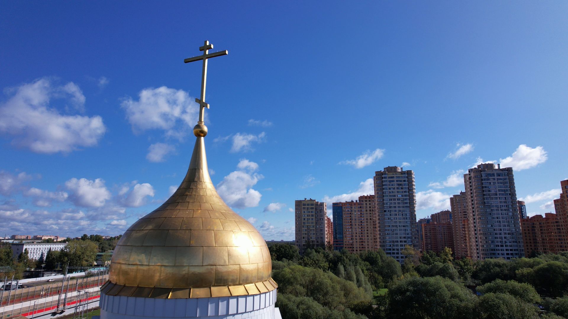 реутов, церковь, благоустройство,видео с коптера,