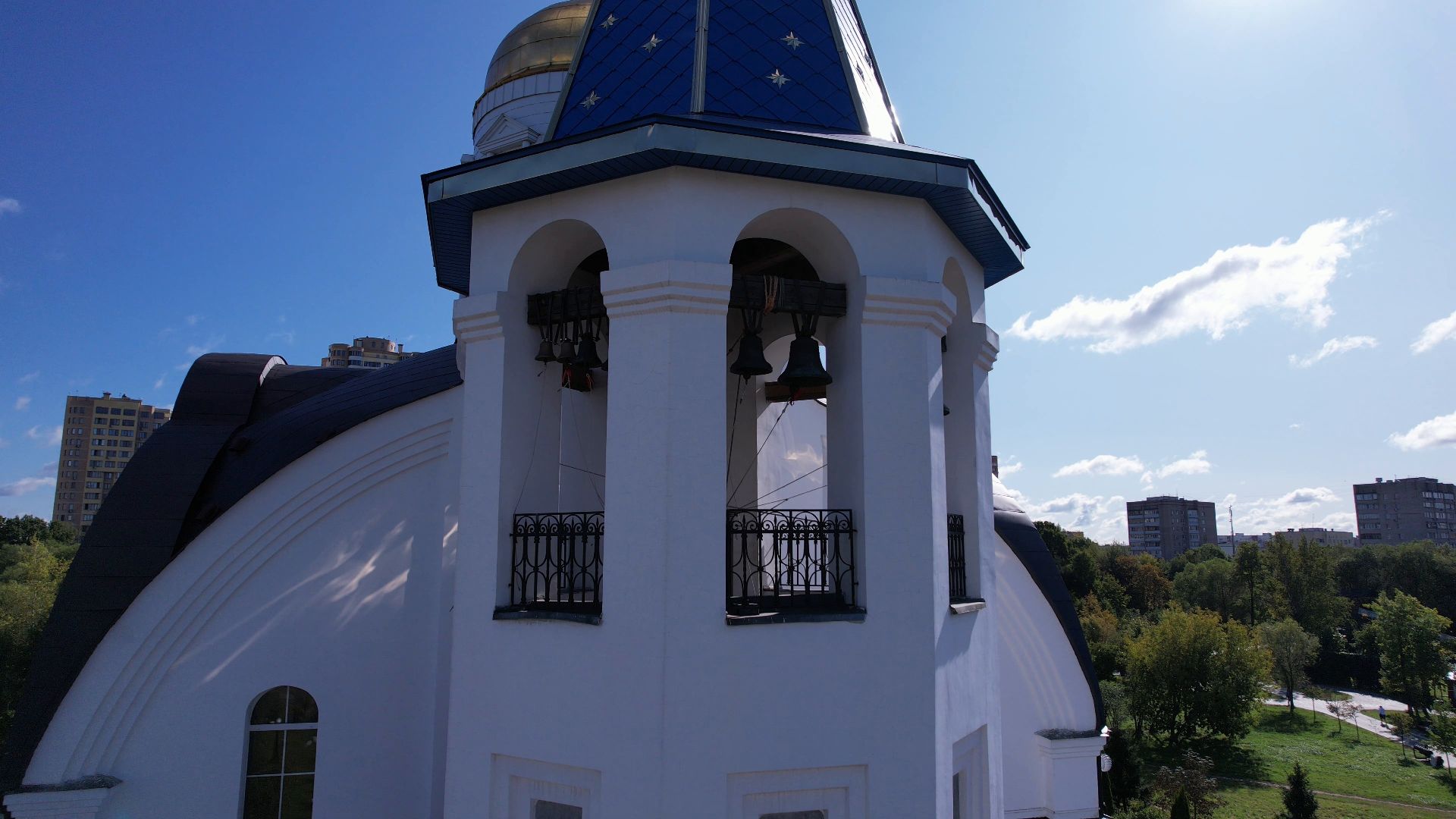 реутов, церковь, благоустройство,видео с коптера,