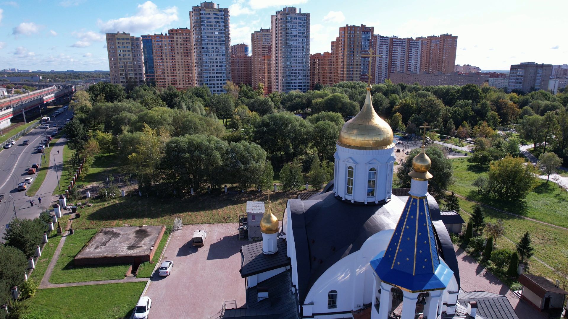 реутов, церковь, благоустройство,видео с коптера,