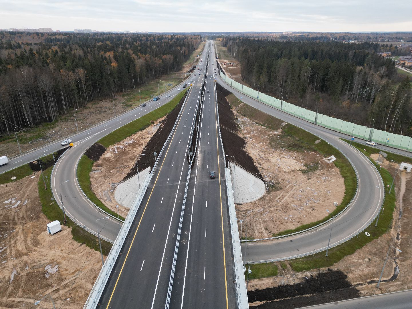 развязка, дорога, лобня,видео с коптера,