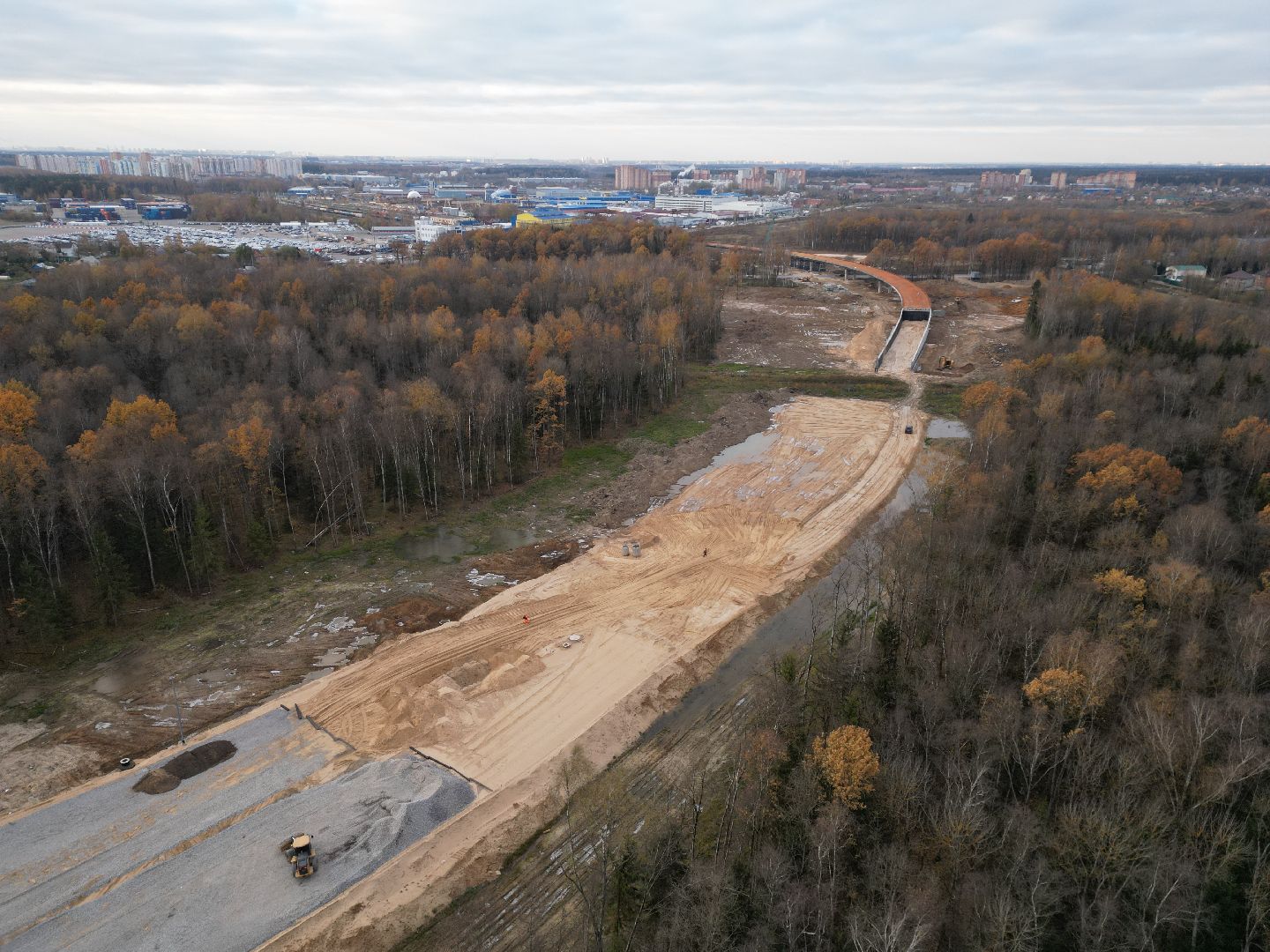 развязка, дорога, лобня,видео с коптера,