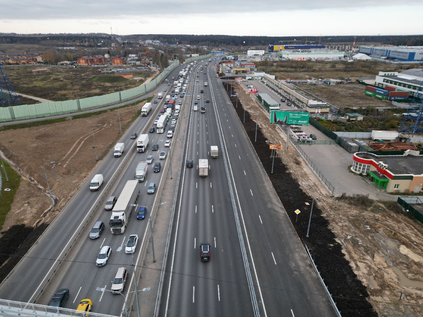 развязка, дорога, лобня,видео с коптера,