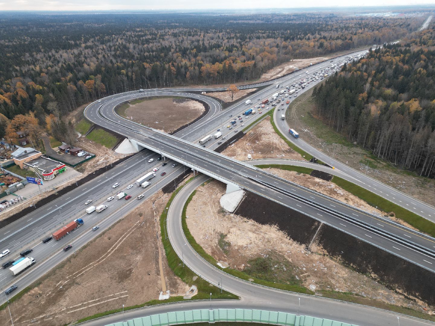 развязка, дорога, лобня,видео с коптера,