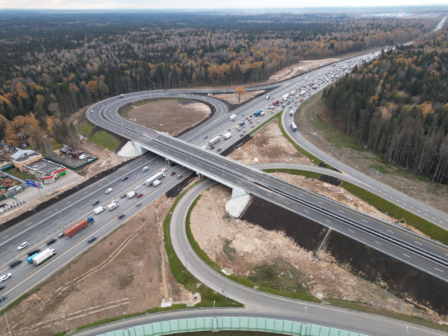 развязка, дорога, лобня,видео с коптера,