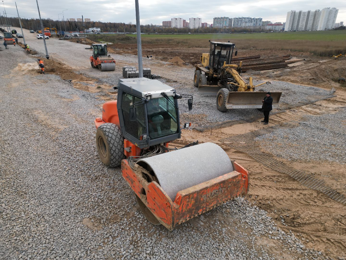 развязка, дорога, лобня,видео с коптера,