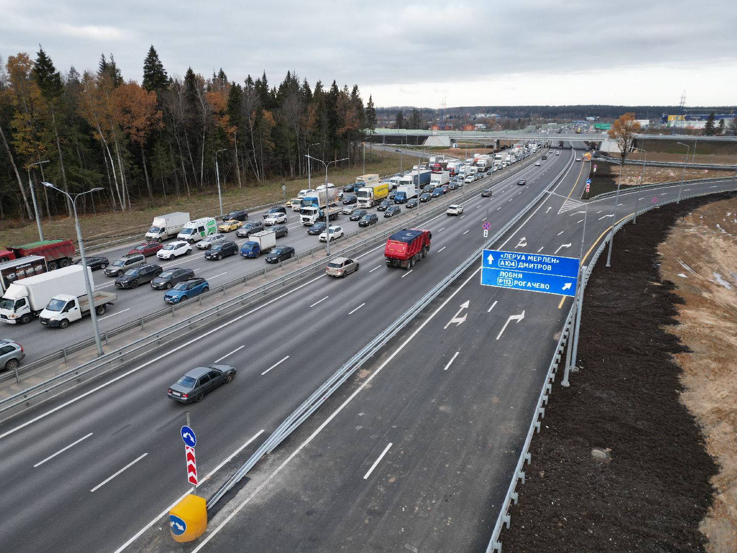 развязка, дорога, лобня,видео с коптера,
