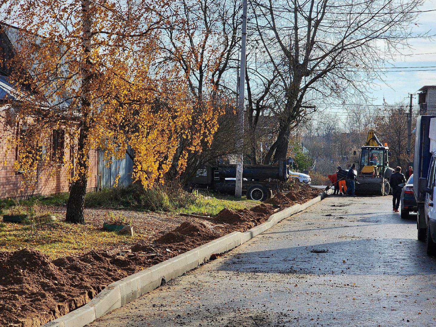 серпухов, улица народного ополчения, строительство дорог, дороги, асфальт,