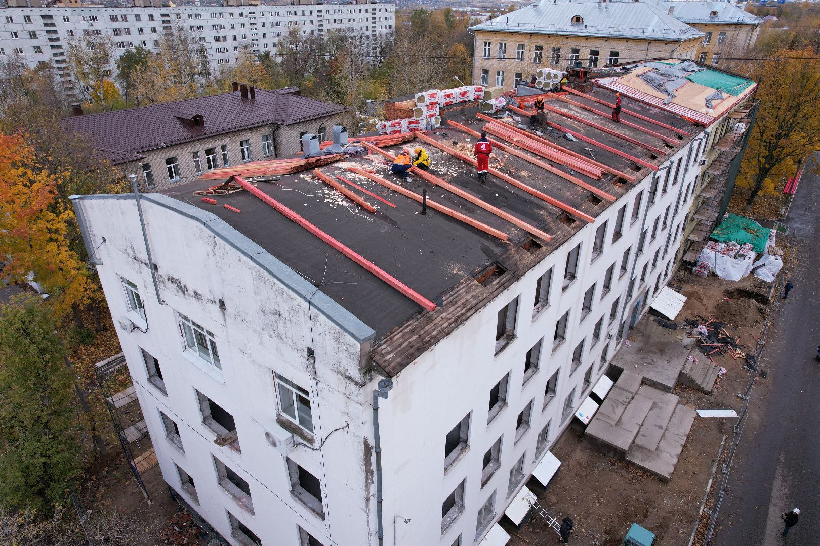 поликлиника, медицина,видео с коптера,