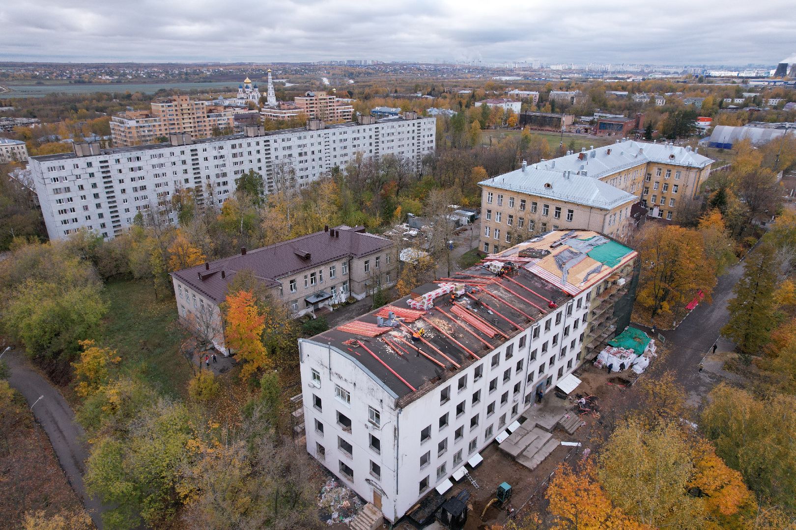 поликлиника, медицина,видео с коптера,