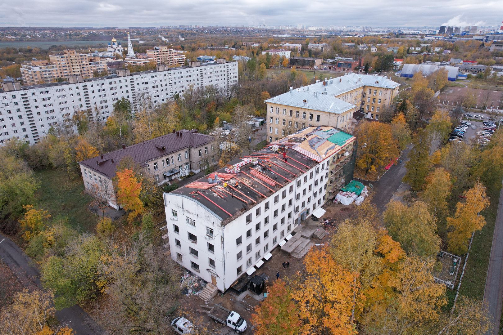 поликлиника, медицина,видео с коптера,