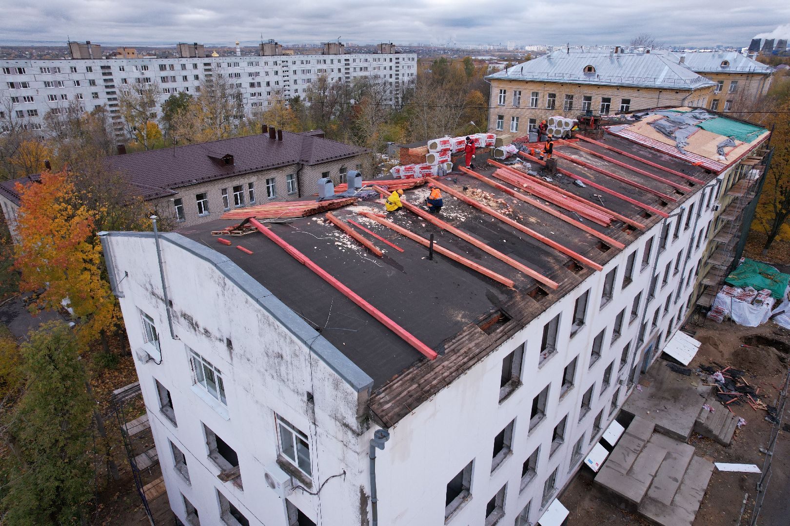 поликлиника, медицина,видео с коптера,