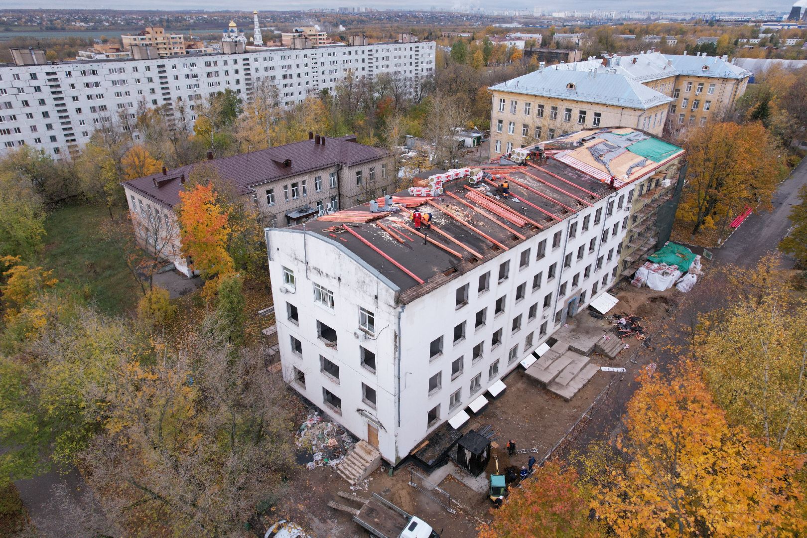 поликлиника, медицина,видео с коптера,