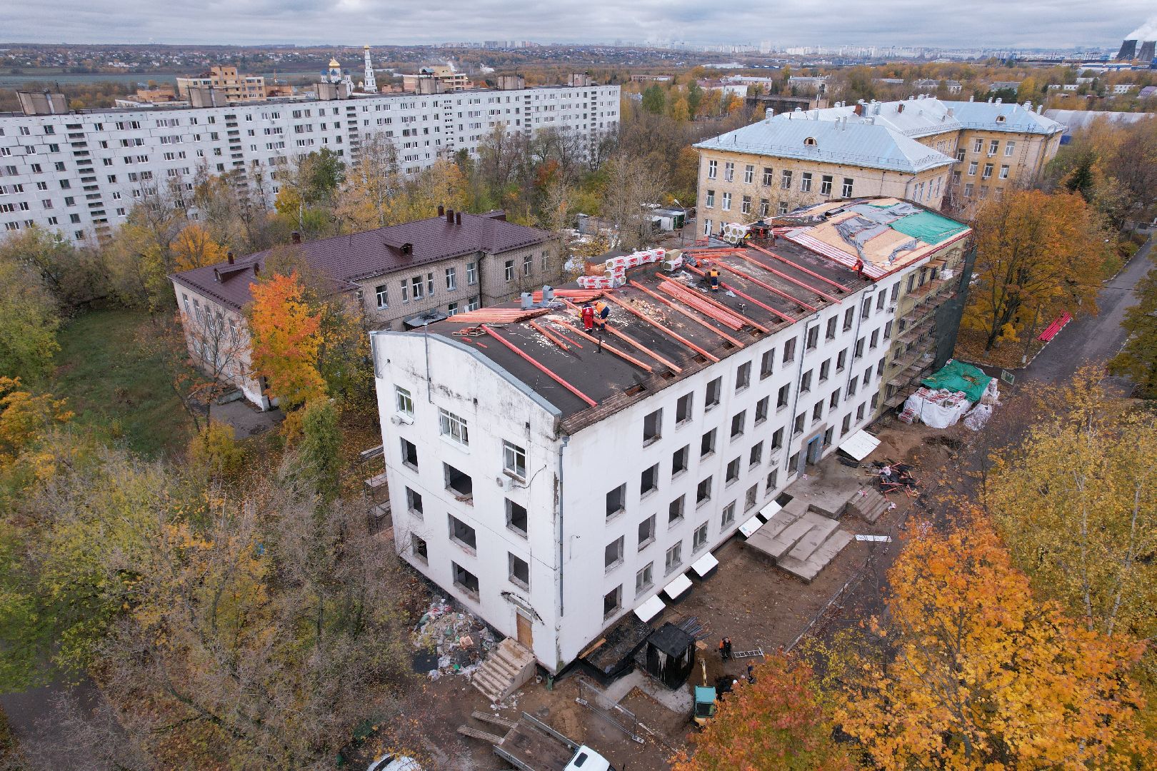 поликлиника, медицина,видео с коптера,