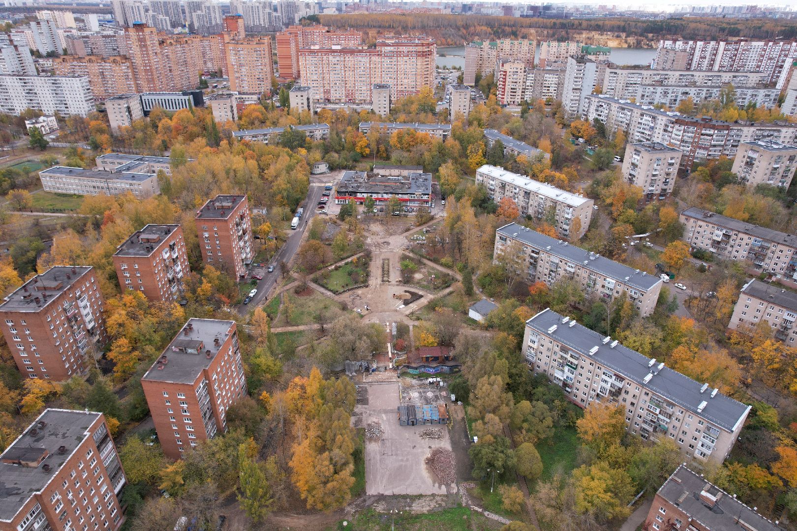 парк, сквер, реконструкция,видео с коптера,