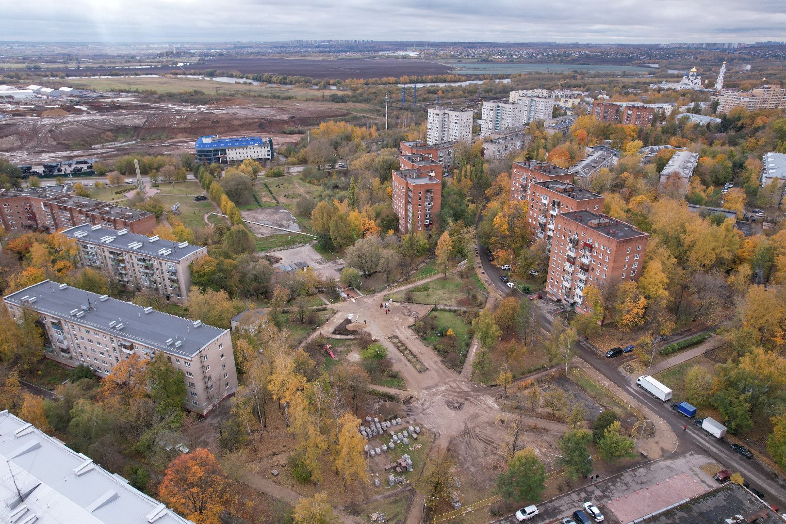 парк, сквер, реконструкция,видео с коптера,