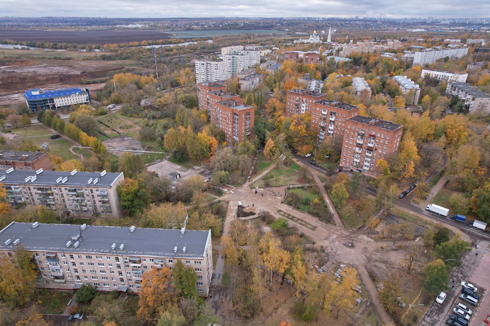 парк, сквер, реконструкция,видео с коптера,