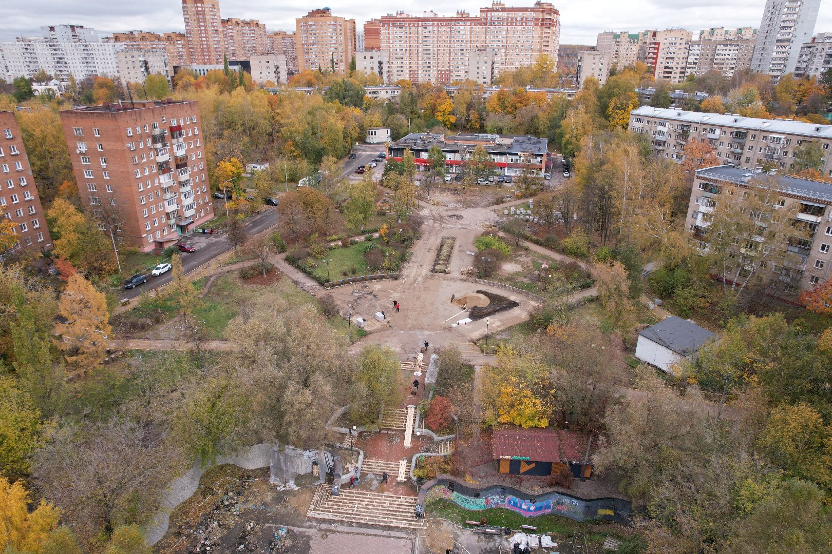 парк, сквер, реконструкция,видео с коптера,