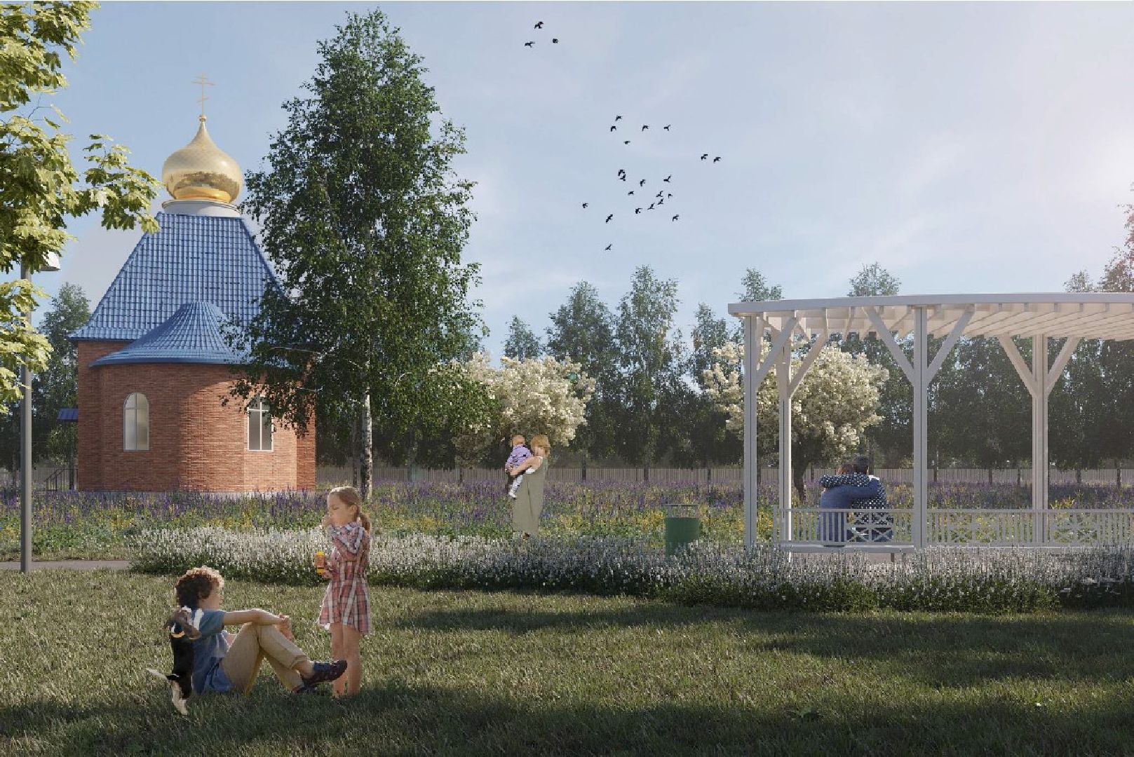 Серебряные Пруды, поселок Успенский, Яблоневый сад, благоустройство,