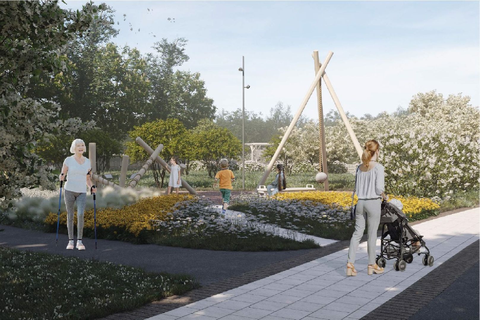 Серебряные Пруды, поселок Успенский, Яблоневый сад, благоустройство,