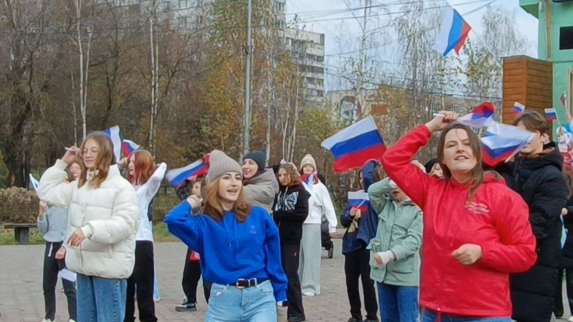 флешмоб, парк, день народного единства,
