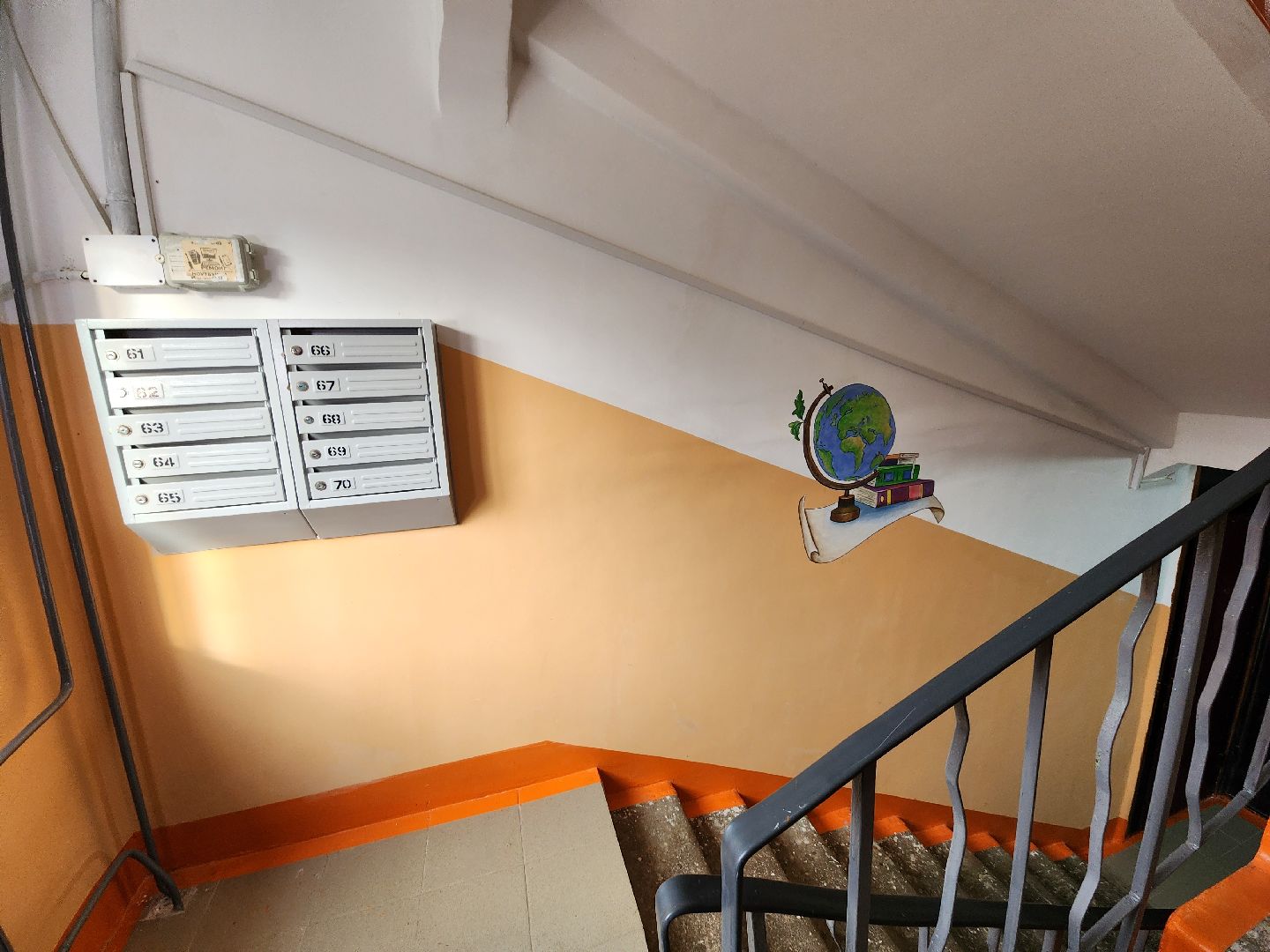 ремонт подъездов, серпухов, улица советская, глобус, рисунок в подъезде, образование,