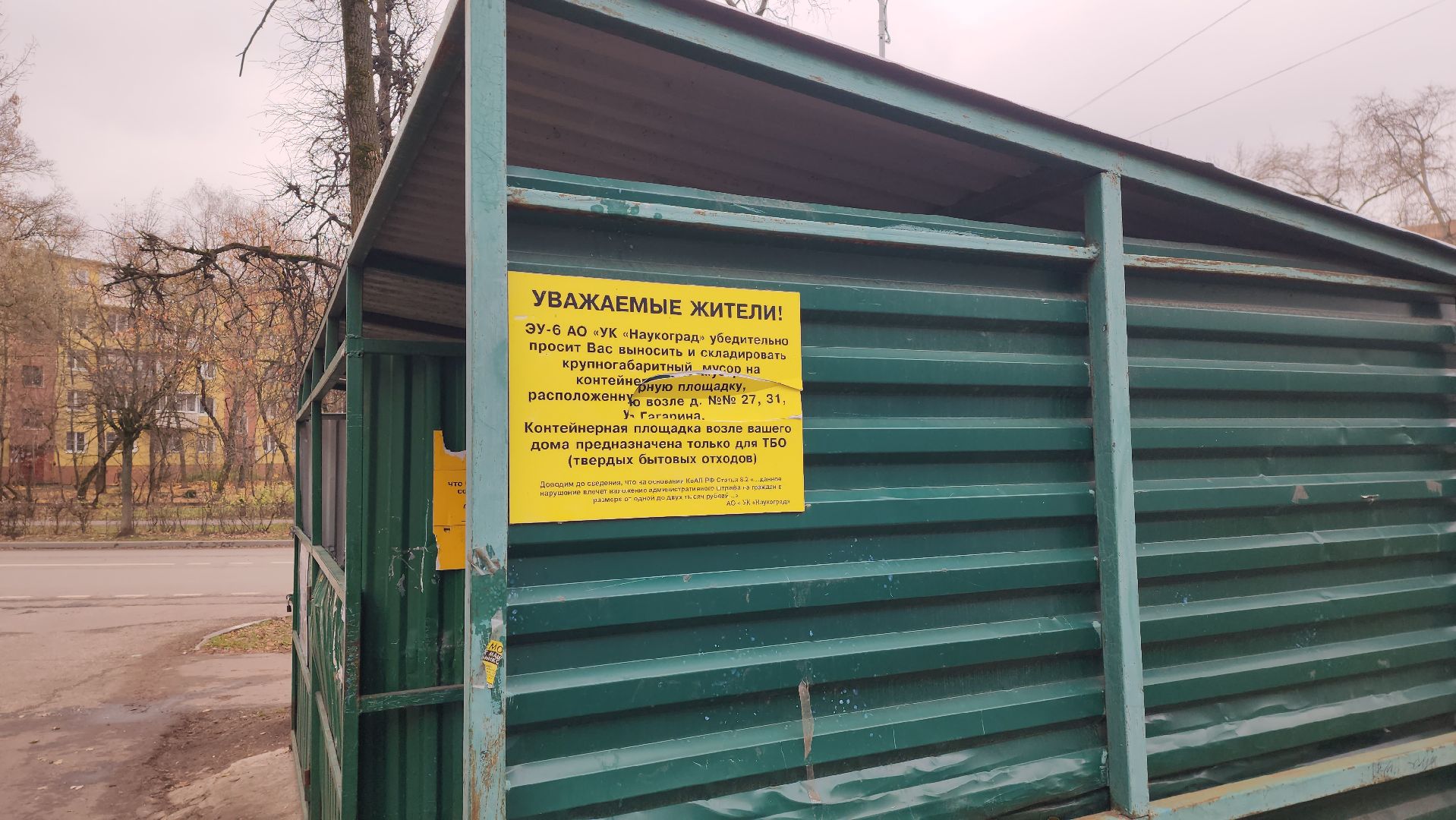 контейнерная площадка, КГО, крупногабаритные отходы, Шагизиганов, УК Наукоград, Дугина, мусор,