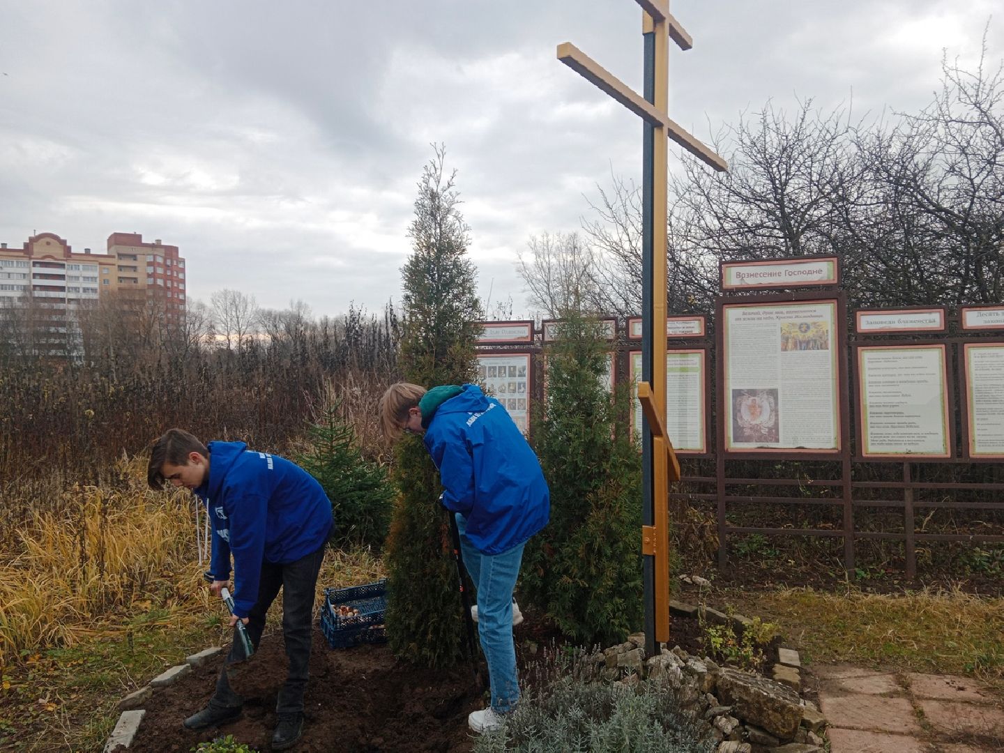 Город-сад, волонтеры, храм Вознесения Господня, тюльпаны, Пушкарева,