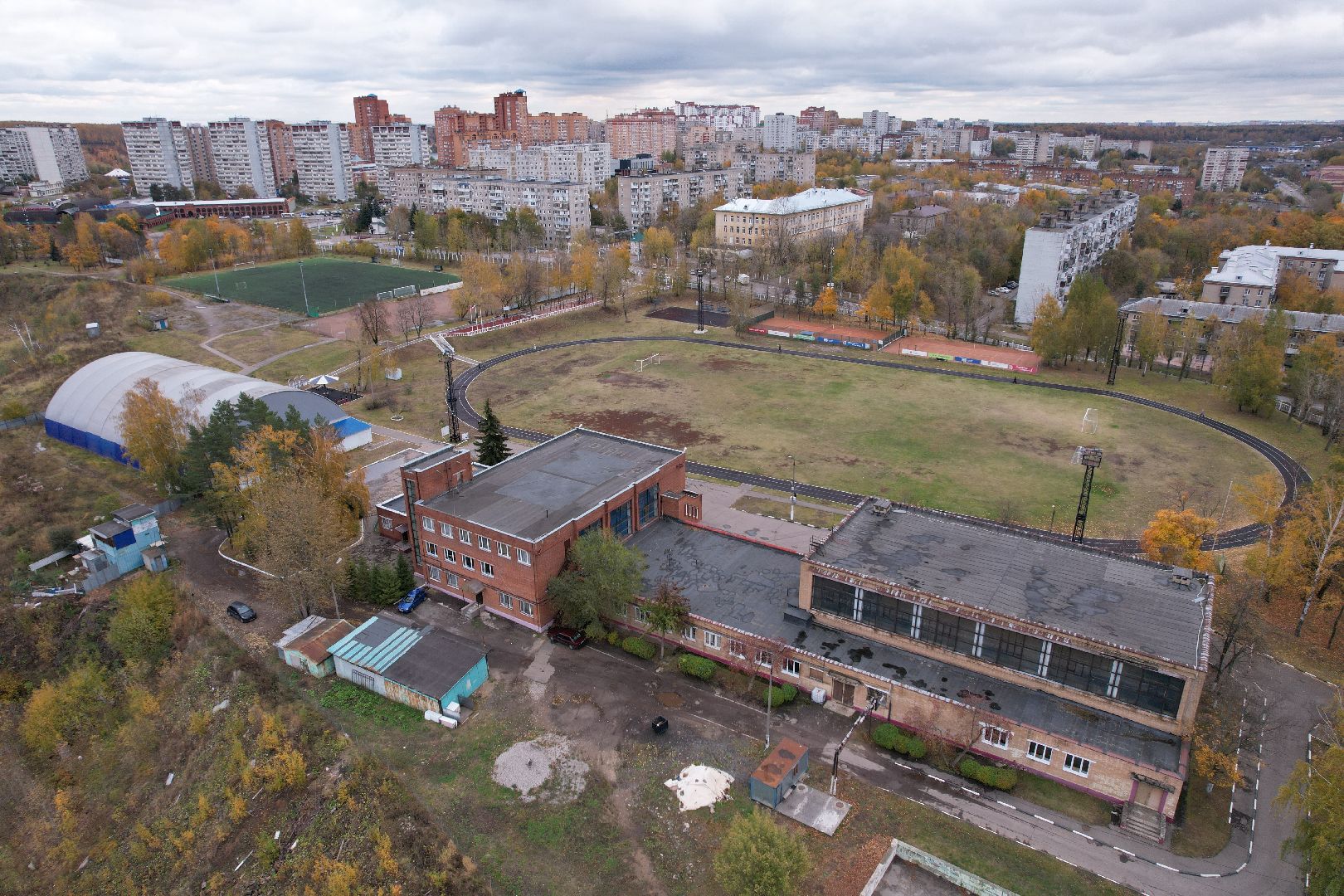 видео с коптера, дзержинский, стадион, спорт,