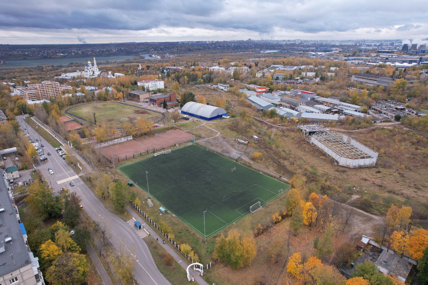 видео с коптера, дзержинский, стадион, спорт,