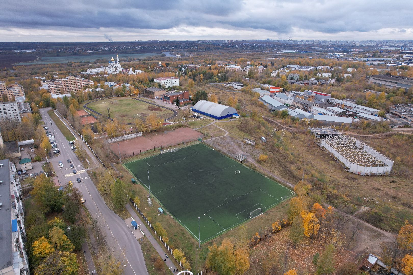 видео с коптера, дзержинский, стадион, спорт,