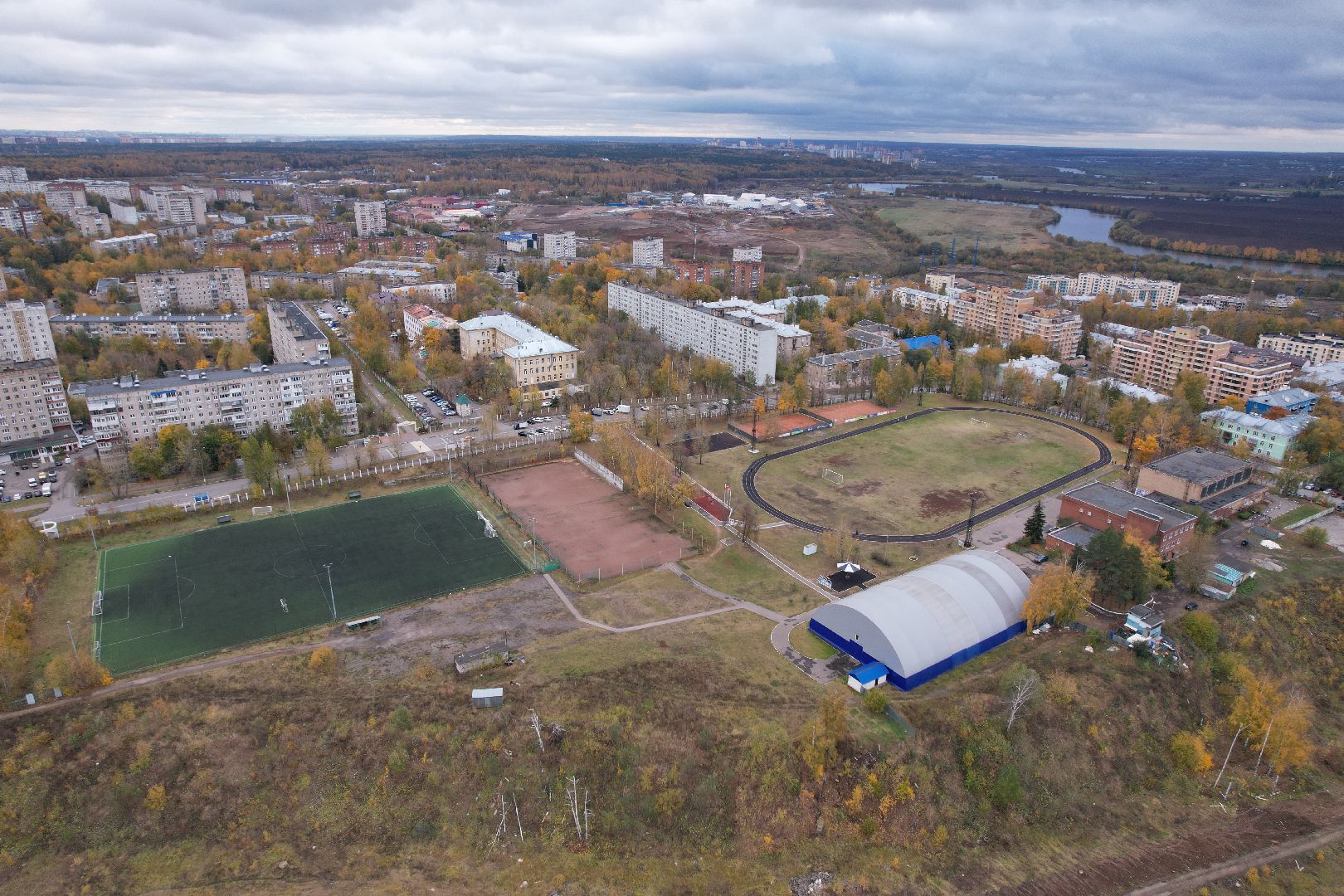 видео с коптера, дзержинский, стадион, спорт,