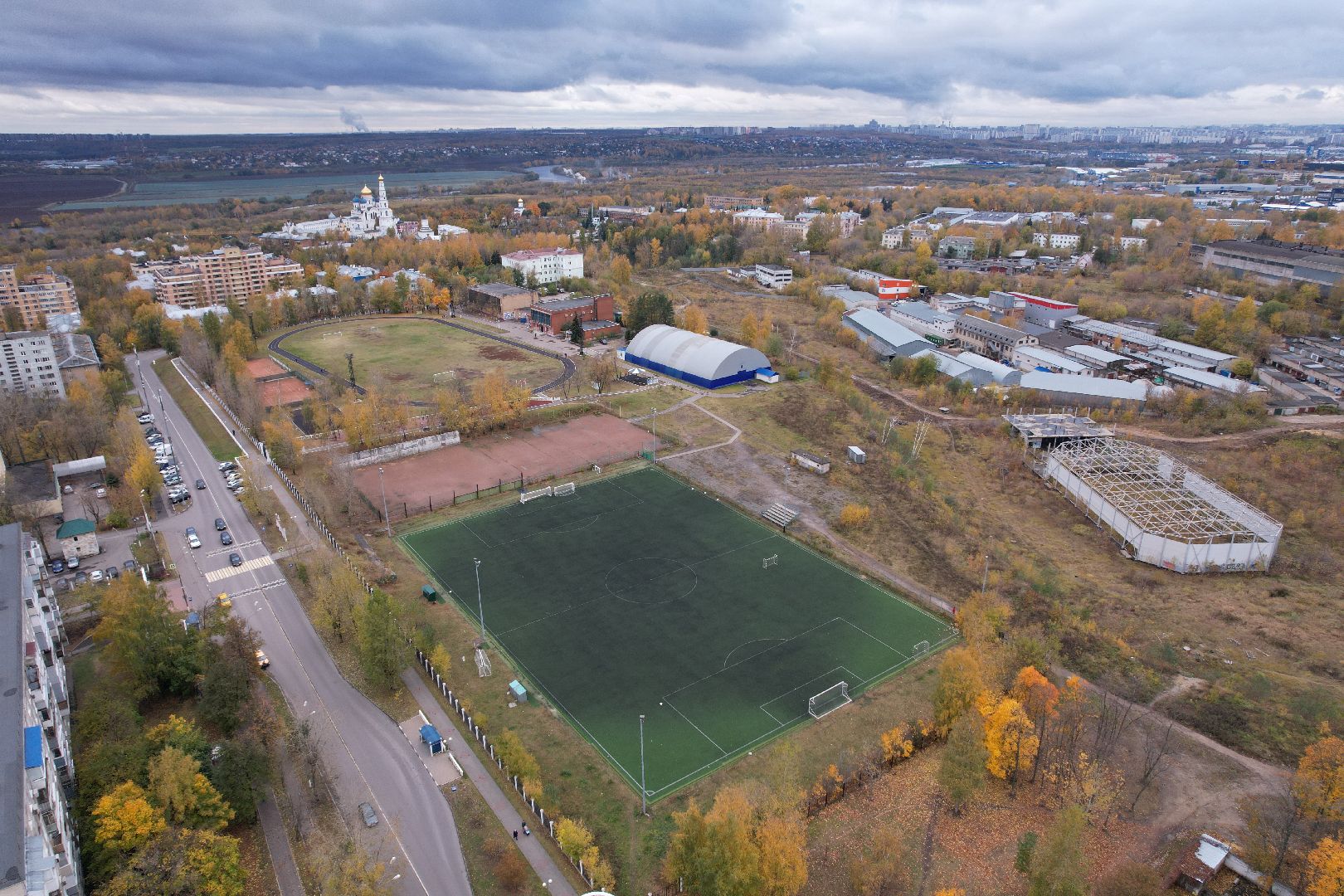 видео с коптера, дзержинский, стадион, спорт,