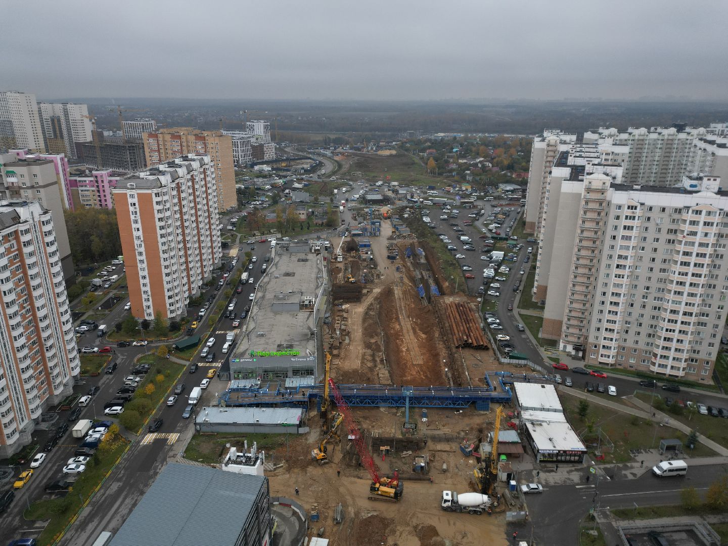 видное, ЮЛА, дороги, строительство, видео с коптера,