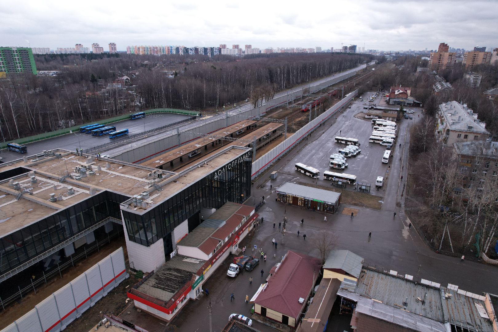 видео с коптера, долгопрудный, МЦД-1, транспорт,