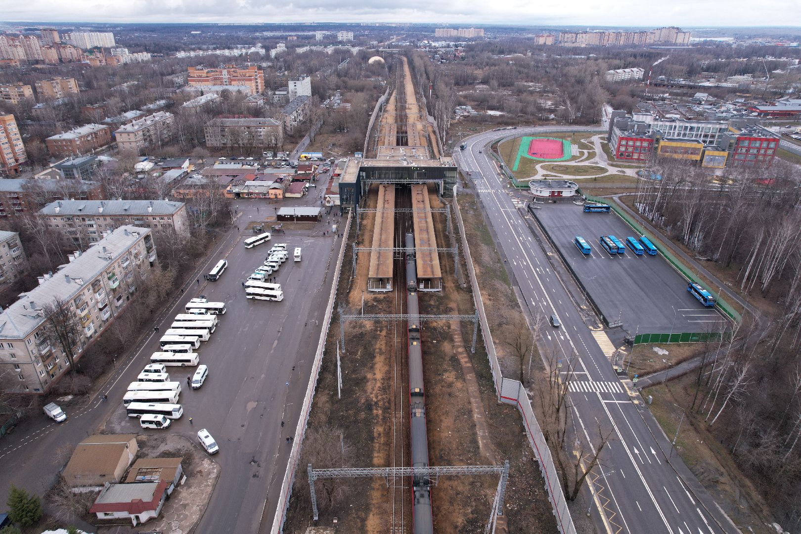 видео с коптера, долгопрудный, МЦД-1, транспорт,