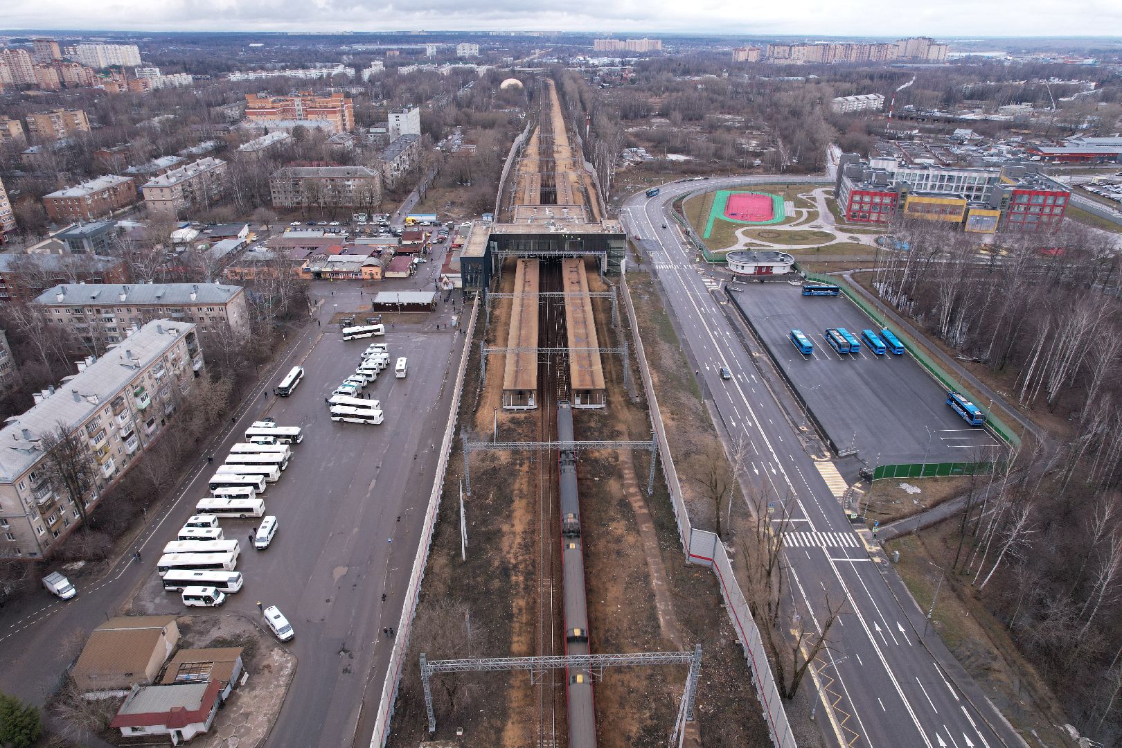 видео с коптера, долгопрудный, МЦД-1, транспорт,