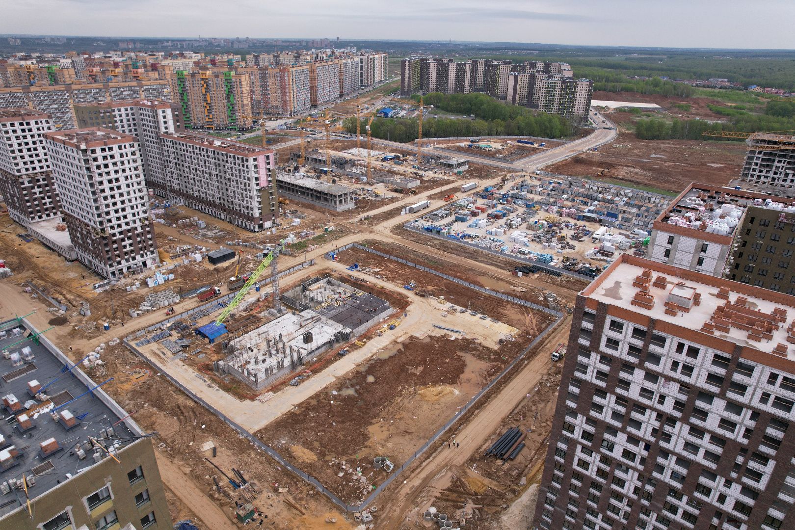 Домодедово, ленинский округ, видео с коптера, школа, детский сад,