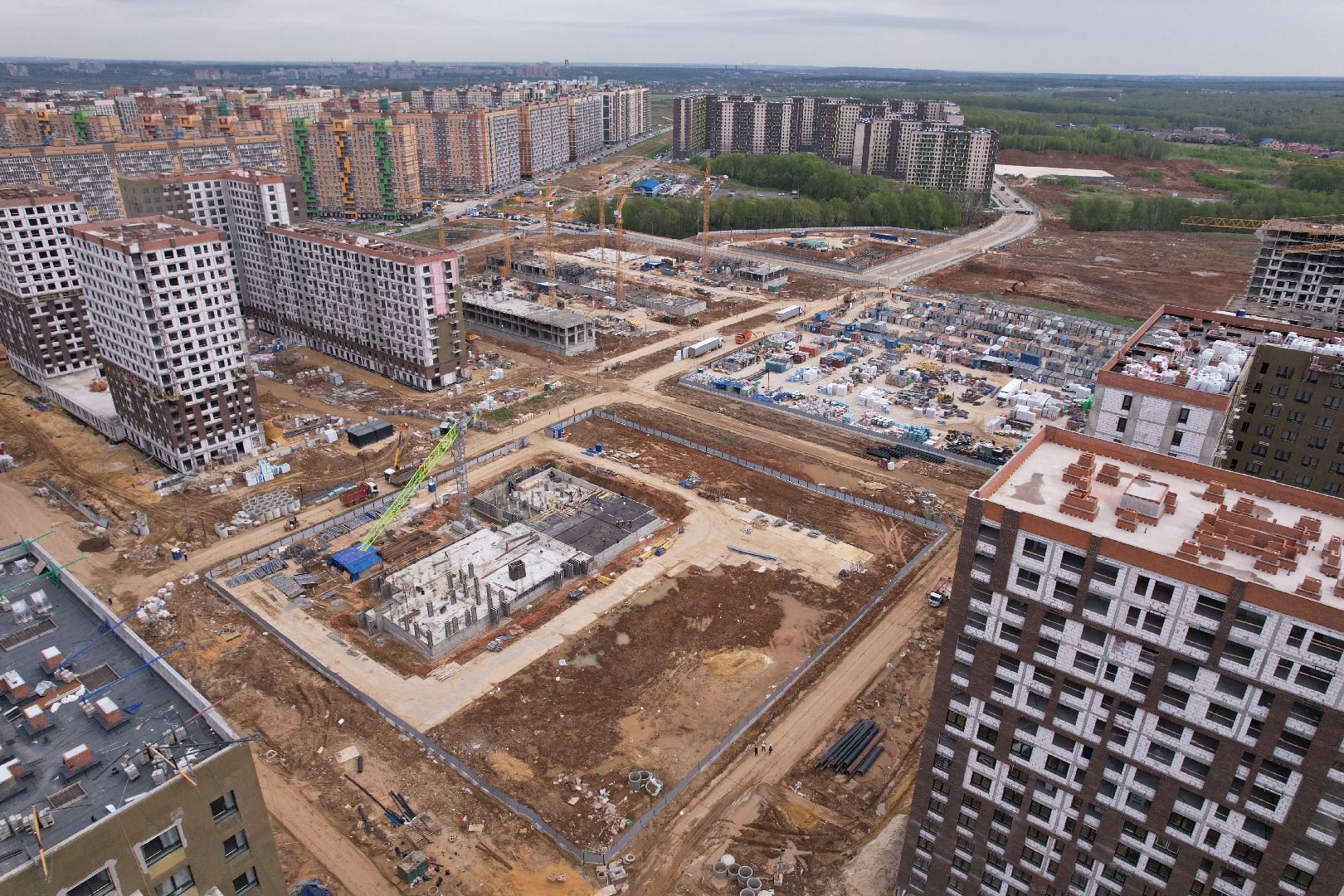 Домодедово, ленинский округ, видео с коптера, школа, детский сад,