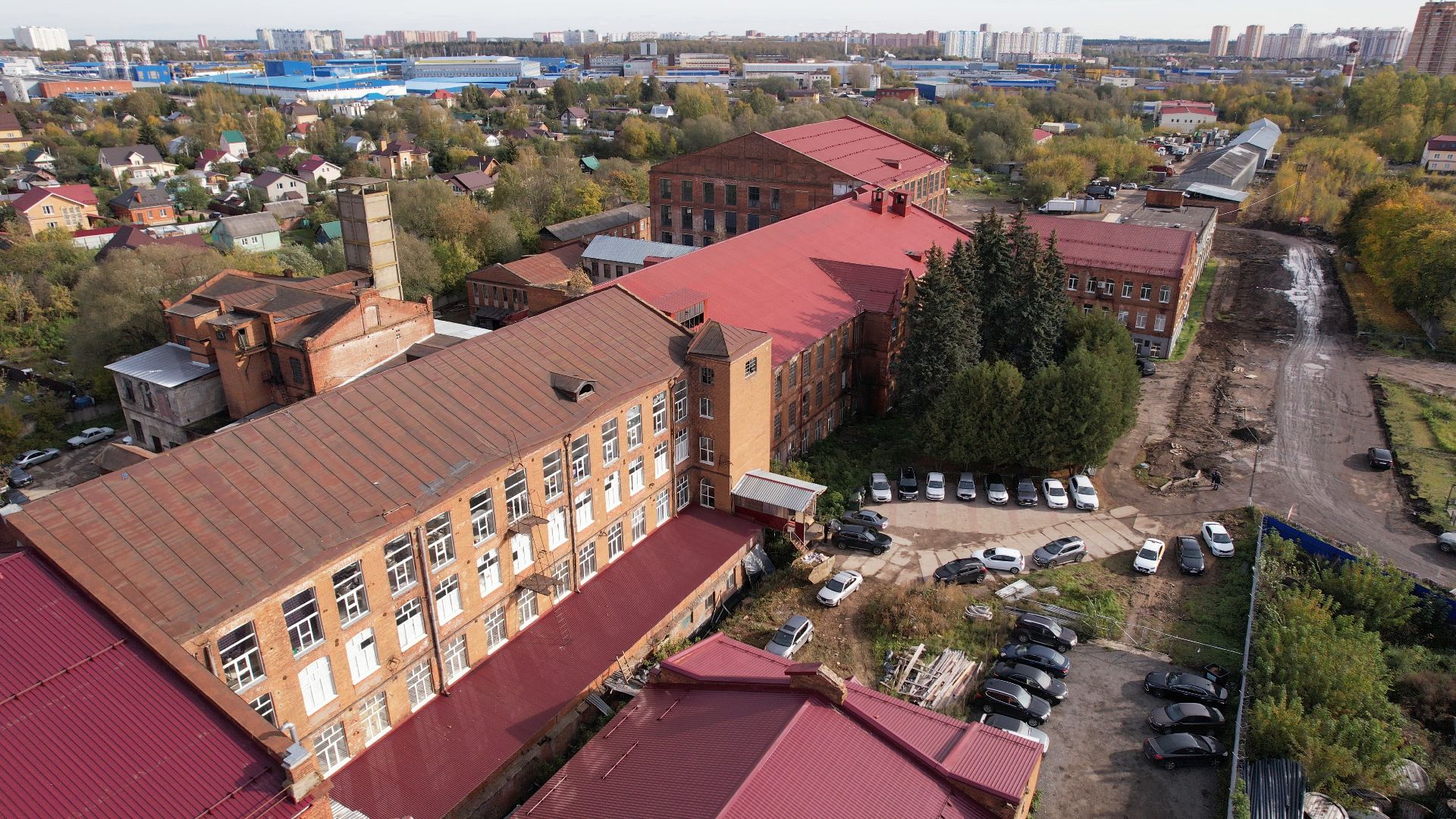 Лобня, видео с коптера, фабрика,