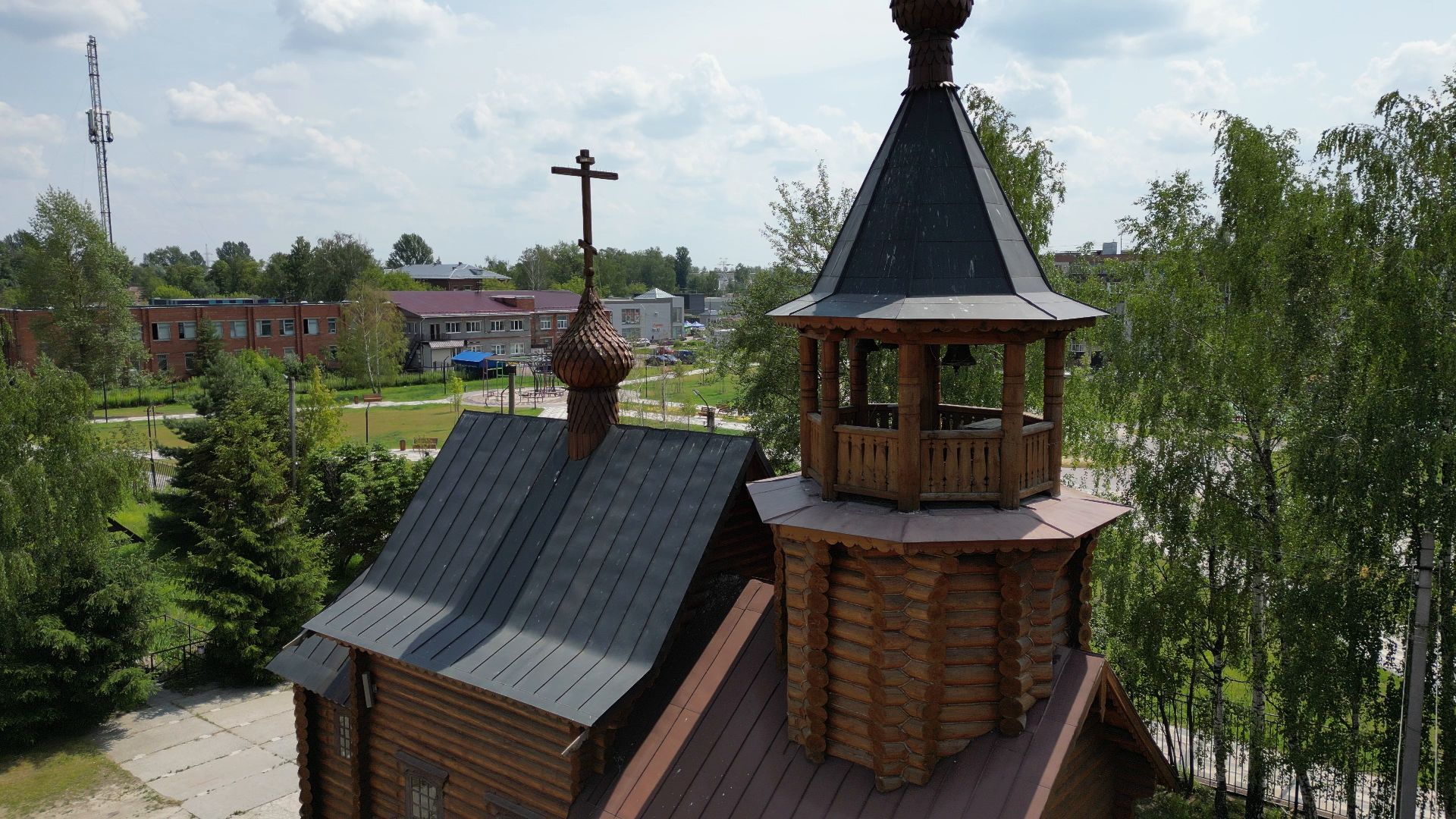 видео с коптера, электрогорск, церковь,