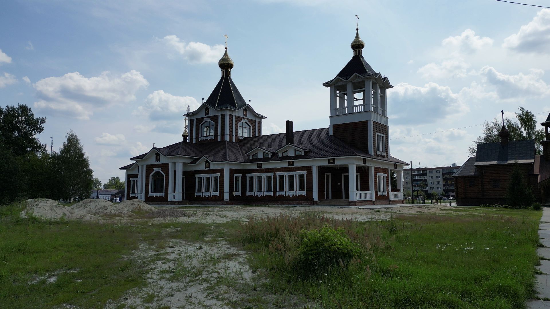 видео с коптера, электрогорск, церковь,