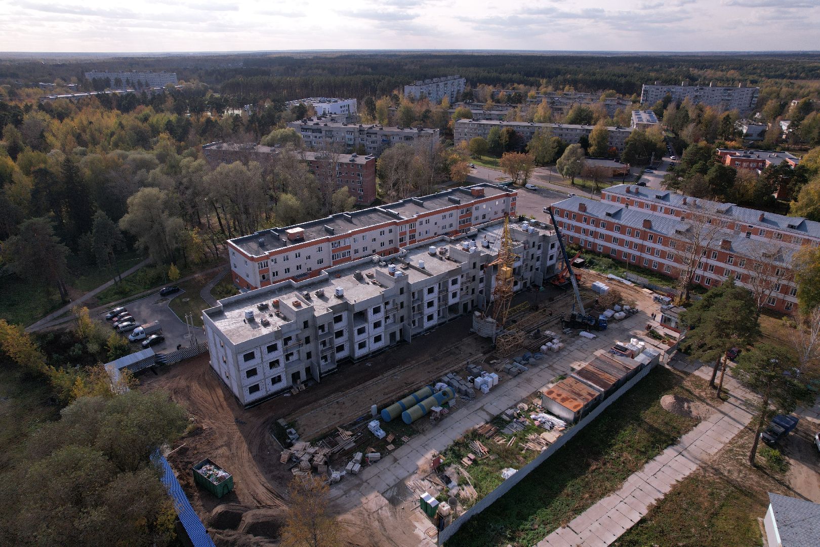 Ликино-Дулево, видео с коптера, строительство,