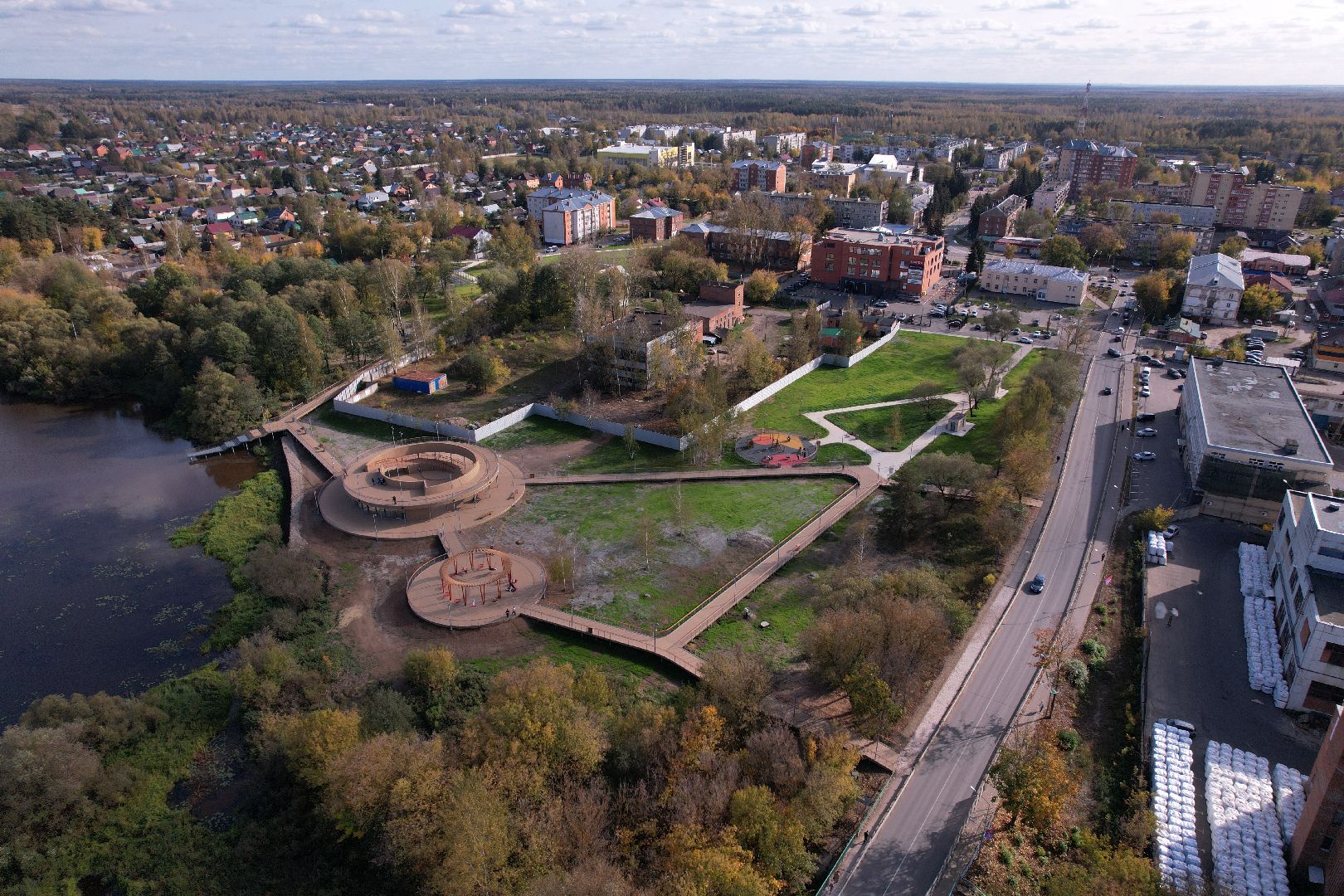 парк, видео с коптера, орехово-зуево,
