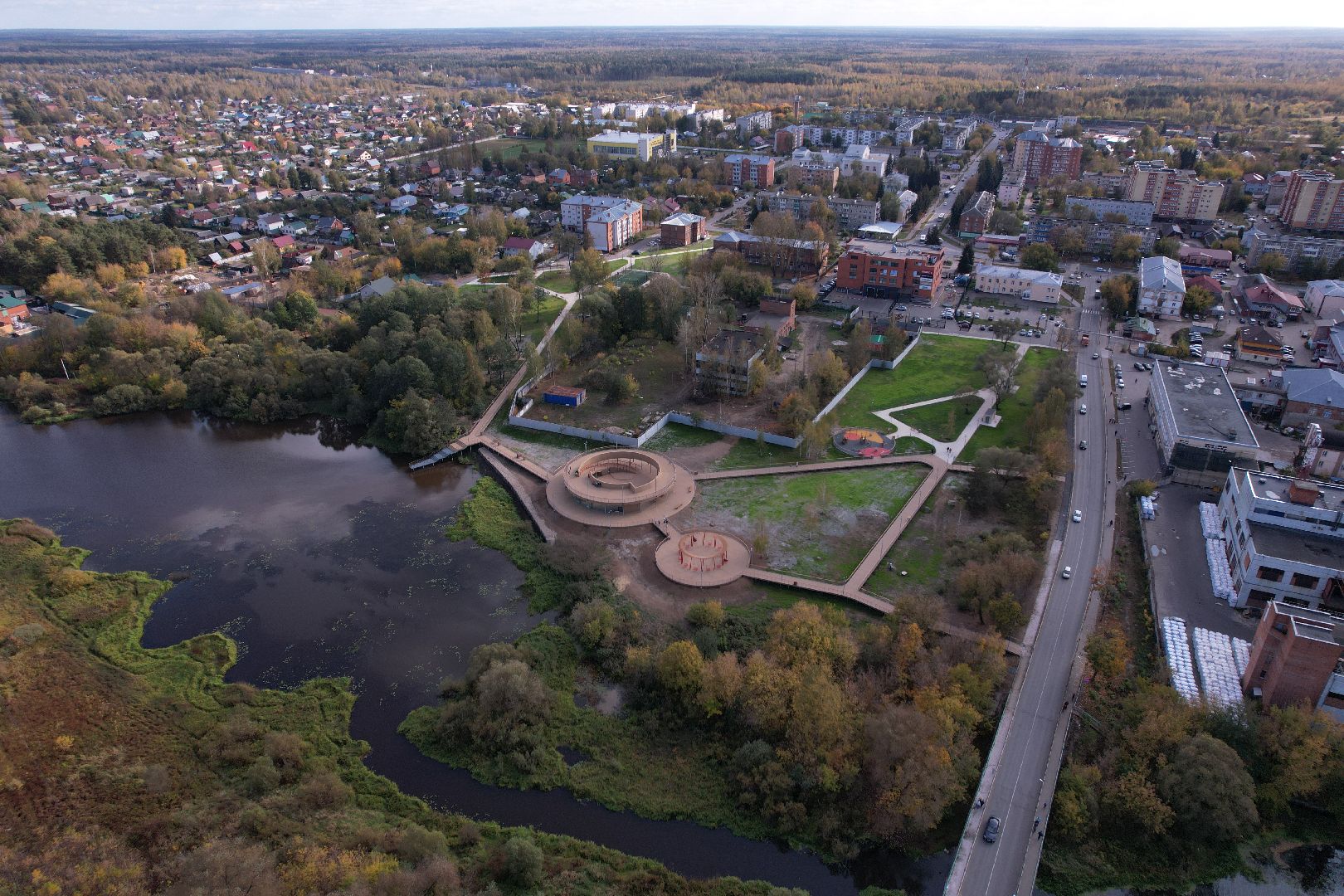 парк, видео с коптера, орехово-зуево,